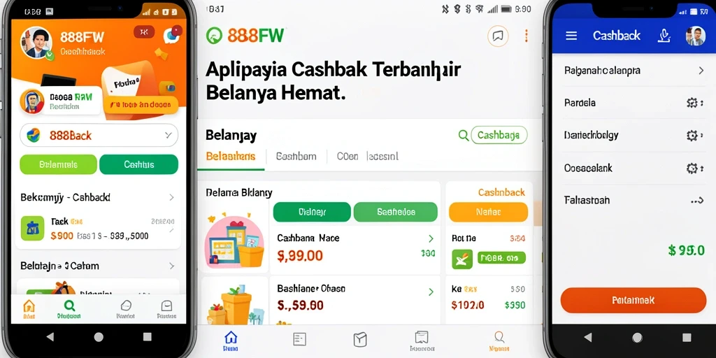 Tampilan antarmuka aplikasi 888FW dengan fitur Cashback yang menarik.