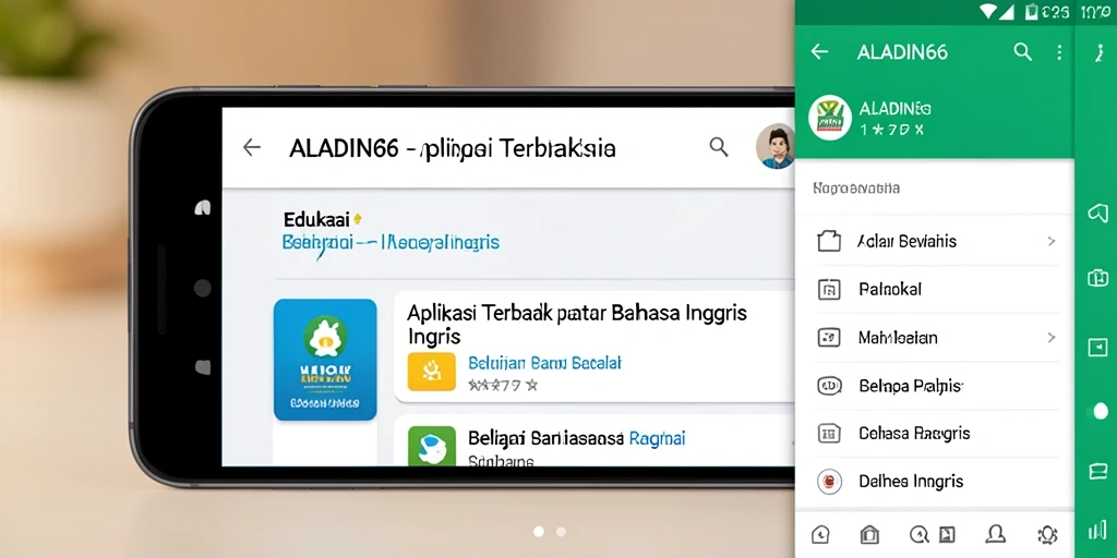 Antarmuka aplikasi ALADIN66 untuk belajar Bahasa Inggris yang interaktif.