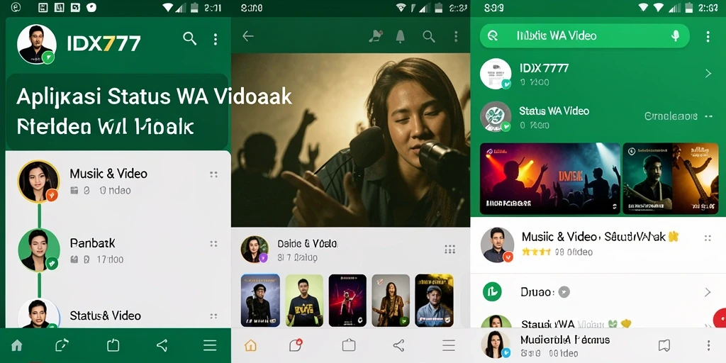 Tampilan antarmuka utama IDX777 dengan pilihan video status.