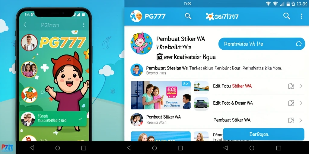 Tampilan antarmuka PG777 untuk membuat stiker WA yang unik.