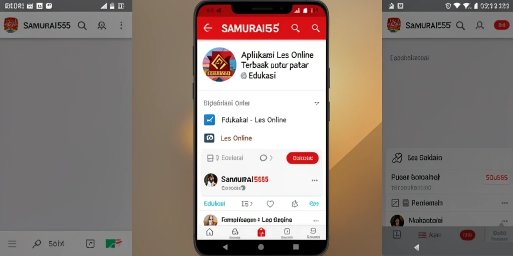 Tampilan antarmuka aplikasi Les Online SAMURAI555 yang user-friendly.