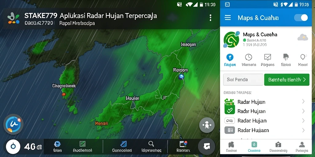 Tampilan antarmuka aplikasi Radar Hujan STAKE779 yang informatif.